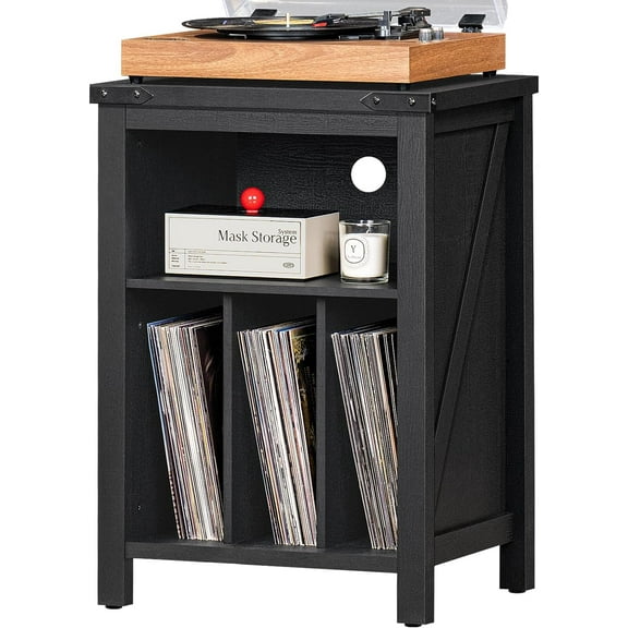 Record Player Stand with Vinyl Record Storage,Rustic Record Player Table Holds up to 160 Albums,Large Wood Turntable Stand Cabinet Dispaly Shelf for Living Room,Bedroom,