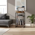 thumbnail image 1 of Record Player Stand with Album Storage - Rustic End Table for Living Room, 1 of 7