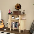 thumbnail image 1 of Record Player Stand with Sliding Door, Vinyl Record Storage Cabinet, Record Player Table, 1 of 7