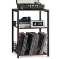 thumbnail image 1 of Record Player Stand with Storage, Large Record Player Table,Vinyl Record Storage Cabinet, Record Player Table, Walnut, 1 of 7