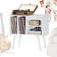 thumbnail image 1 of Record Player Stand with Storage, Vinyl Record Storage Table, Turntable Stand Holds Up to 120 Albums, Vinyl Record Stand for Living Room, White, 1 of 7
