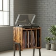 thumbnail image 1 of Record Player Stand with Vinyl Storage - Rustic End Table for Living Room, 1 of 7