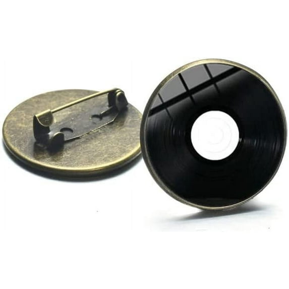 Record Player Tape DJ Pin - Retro Vibes Vinyl DJ Music Lover with Glass Photo Brooches Lapel Pin Badge - White, 2cm