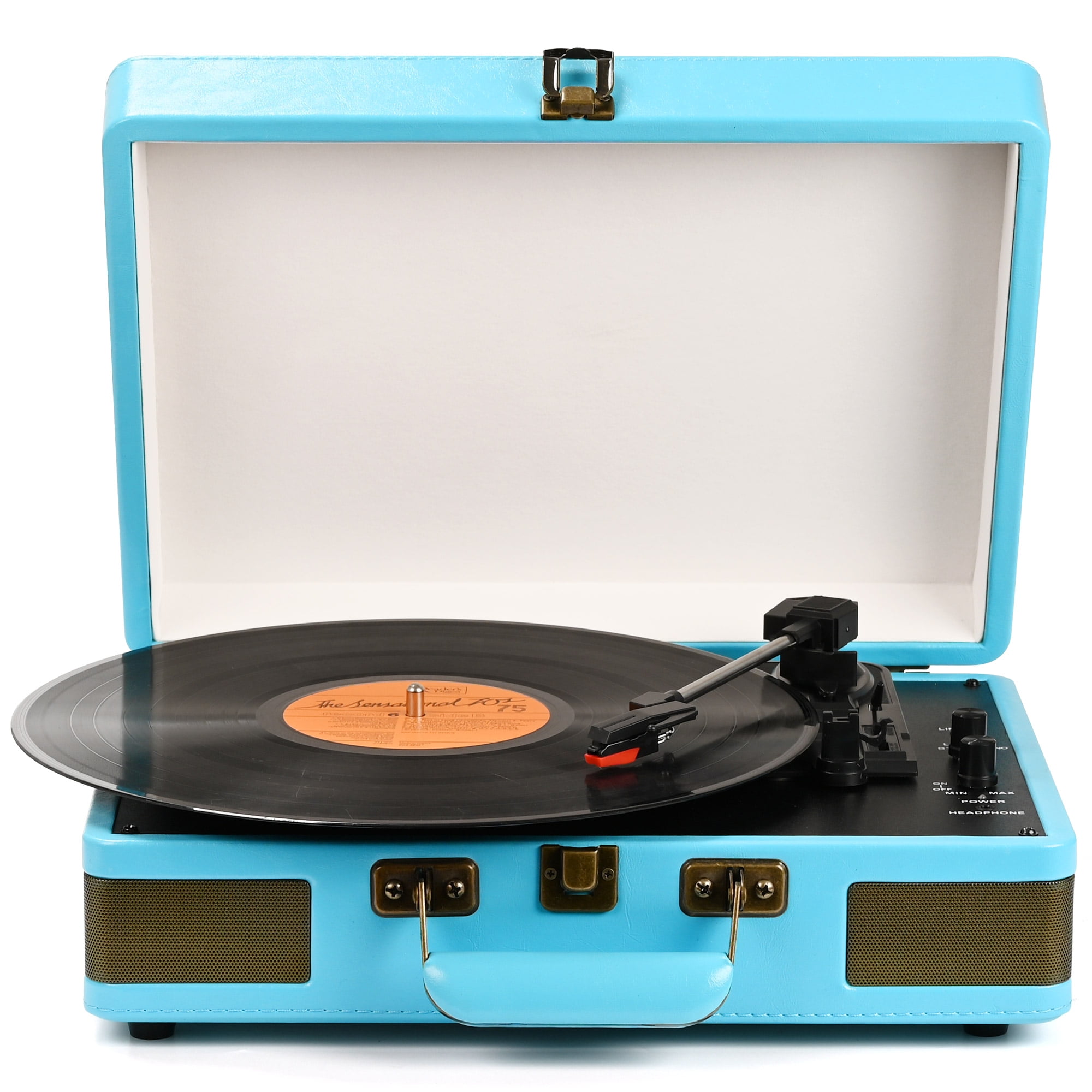 Record Player Turntable Portable Suitcase Vinyl Record Player Bluetooth Audio Turntable with