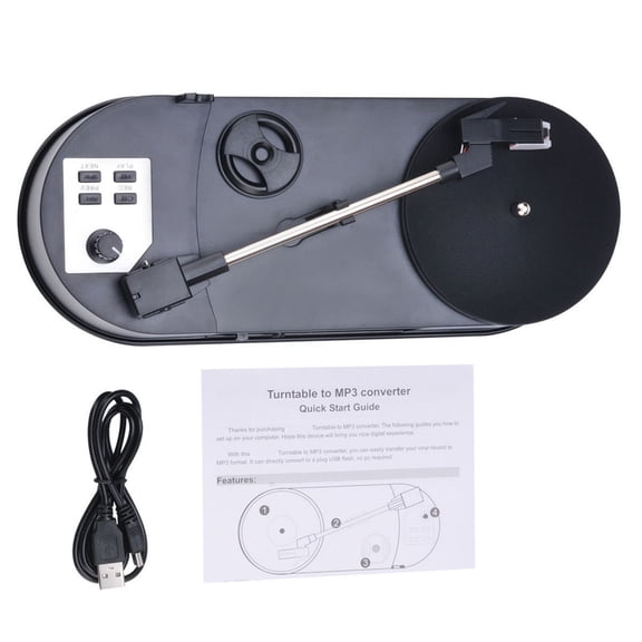 Record Player with USB MP3 Conversion Capability and Internal Auditory 33/45RPM