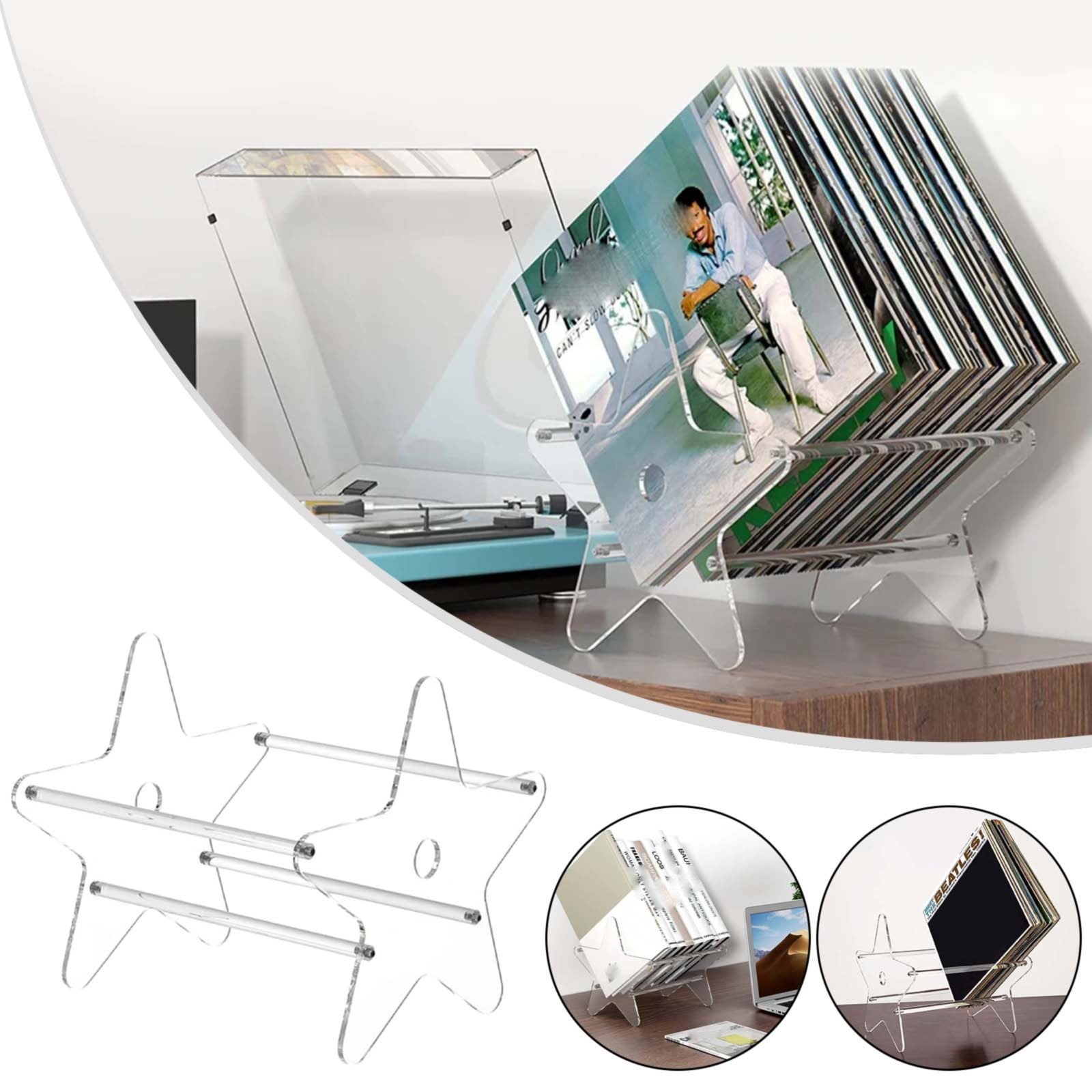 Record Rack Book Rack Large Capacity Rack Book Stopper Display Storage ...