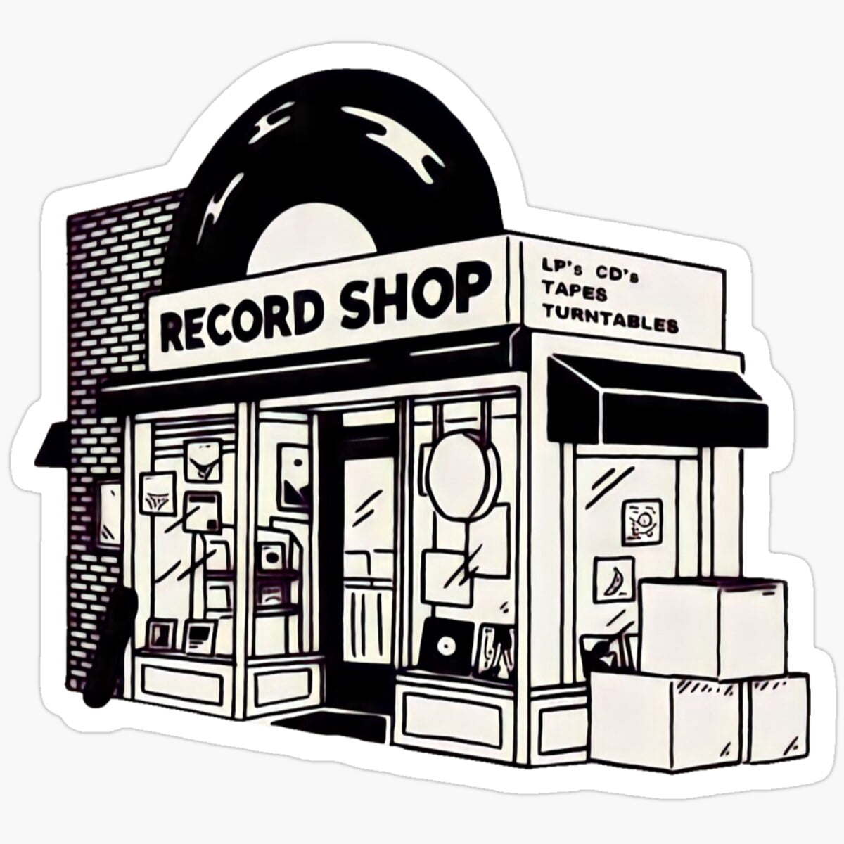 Record Shop Sticker. Gift For You - Decorate Laptops, Water Bottles ...
