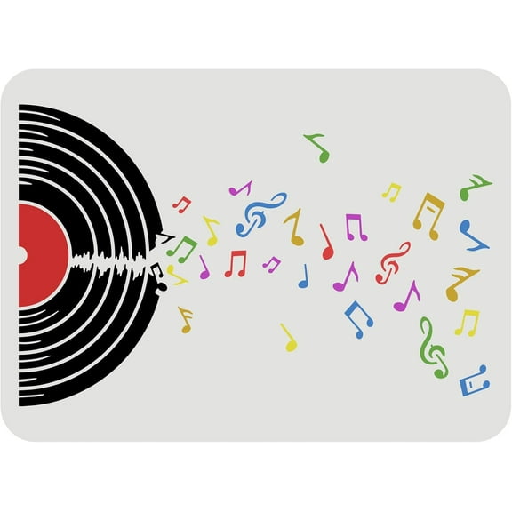 Record Stencil11.7x8.3inch Reusable Vinyl Record Drawing Stencil Album Music Recording Painting Template Music Stencil for Painting on Wall Wood Furniture Fabric and Paper DIY