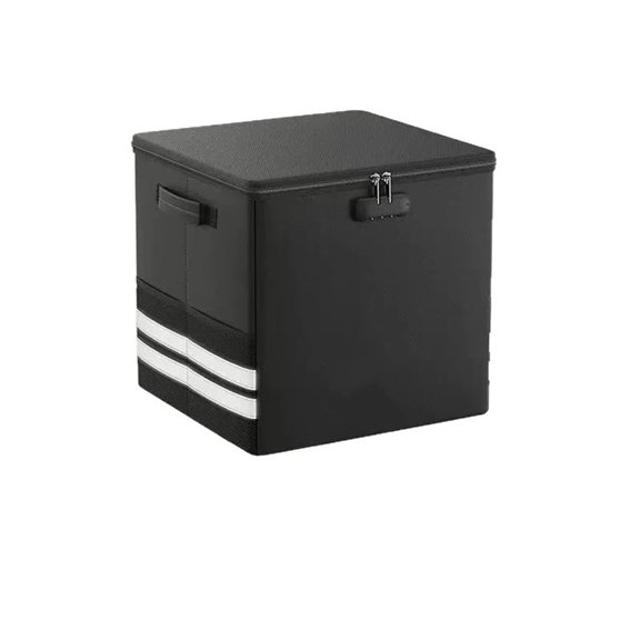 Record Storage Box with Lock,FireproofWater Resistant Record Organizer Storage for 100+ Single Records(12-inch),Collapsible Storage Crate with Lid&Handles for Valuable Album Collection