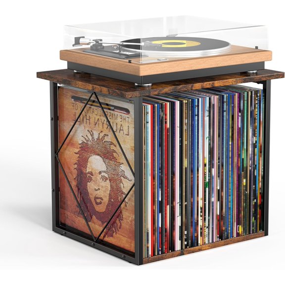 Record Storage Holder for 70-100 Lps, Vinyl Records Holder for Display Albums, Vinyl Record Shelf Crate Organizer, Display Frame for Albums, Magazine, Book, File, for 12" Turntables