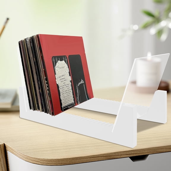Record Storage Holder Sturdy Wood Record Racks Detachable Record Display Shelves Large Capacity Record Organizer for Desktop Bedroom Dresser Bookshelf Living Room