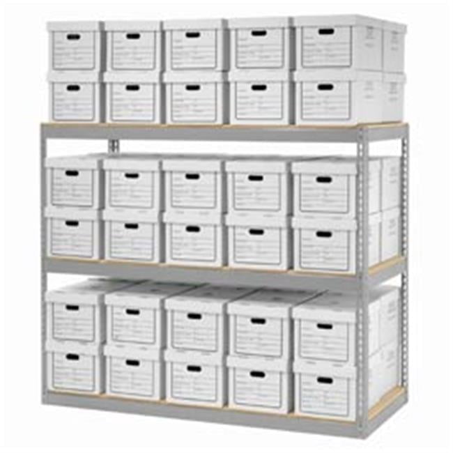 Record Storage Rack with Boxes - Gray - 72 x 30 x 60 in. - Walmart.com
