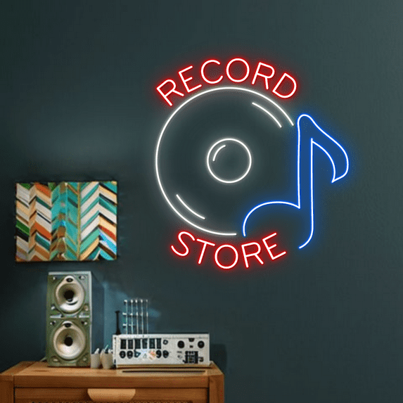 Glowneon Record Studio Neon Sign, Music Studio Shop Wall LED Decor
