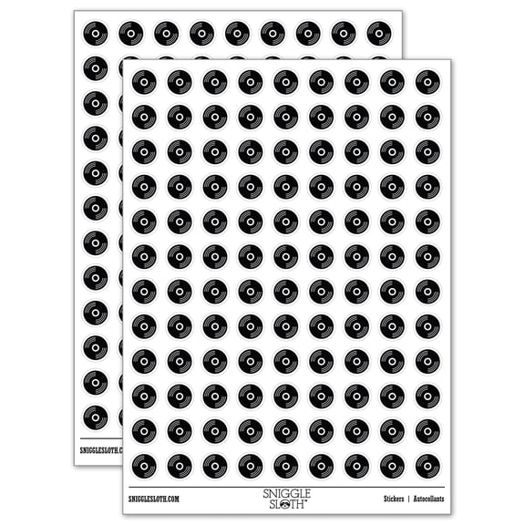 Record Vinyl Music 200+ Round Stickers - White - Matte Finish - 0.50" Size