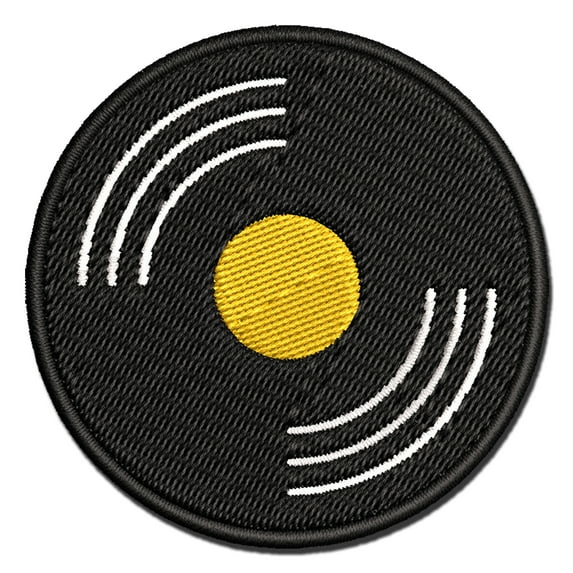 Record Vinyl Music Applique Multi-Color Embroidered Hook & Loop Patch - 2.0 Inch Mini