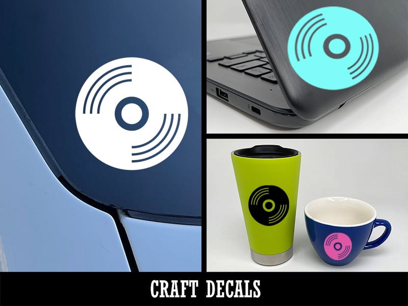 Record Sticker Blue Record Vinyl Music Craft Vinyl Indoor Outdoor Decal Sticker - Blue - 3 ...