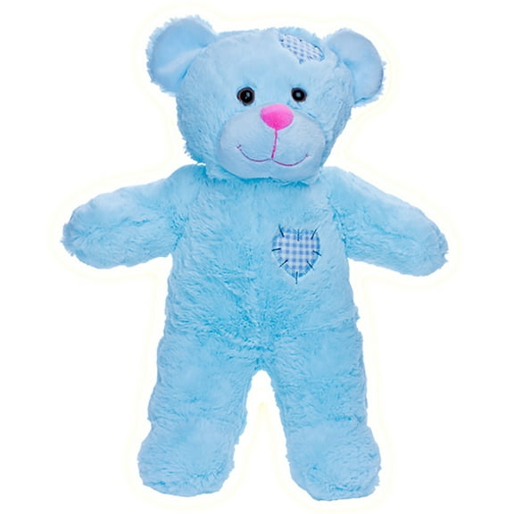 Record Your Own Plush 8 inch Blue Patches Teddy Bear - Ready 2 Love in a Few Easy Steps