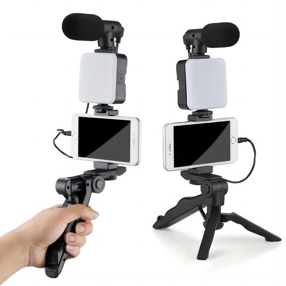 Podcast And Video Blogging Kit - Record Your Own Podcasts And Video Blogs Like Your Favorite Influencers! Folding Tripod, LED Lights And Microphone