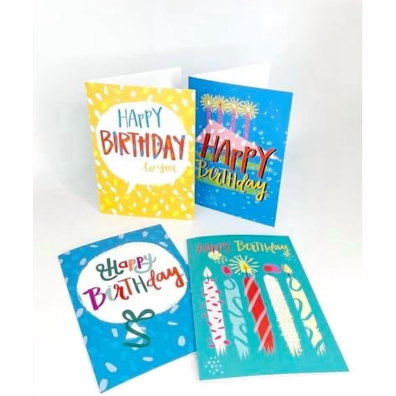 Recordable Audio Birthday Cards with 30 Seconds Custom Voice or Music. 4 PACK. Perfect for Unique Personalised Gifts. Easy to DIY at home, Just Press to Record & open to play. With Envelopes$$Office