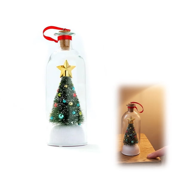 Recordable Christmas Message in a Bottle – Voice Playback Tree Ornament, Snowy Scene Glass Keepsake, Unique Holiday Gift for Loved Ones