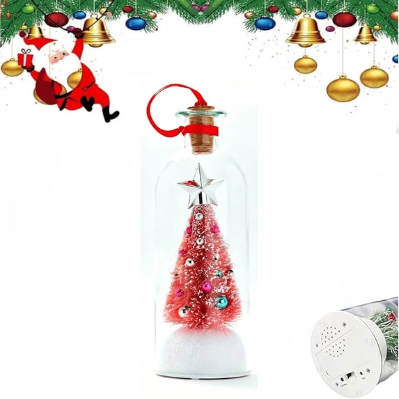 Recordable Christmas Tree Message in a Bottle Ornament with Playback | Voice Message Keepsake, Snow Scene Glass Bottle, Home Christmas Decoration,Perfect Gift for Christmas