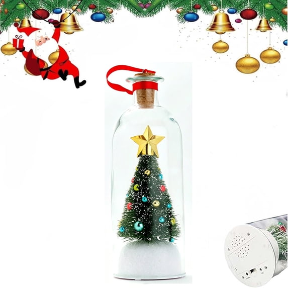 Recordable Christmas Tree Message in a Bottle Ornament with Playback | Voice Message Keepsake, Snow Scene Glass Bottle, Home Christmas Decoration,Perfect Gift for Christmas