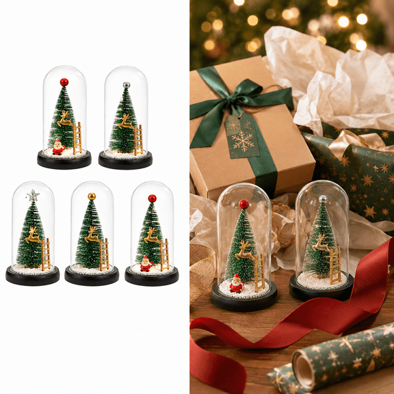 Recordable Christmas Tree Message in a Bottle Voice Recording Ornament, 20-Second Playback Keepsake with Snowy Scene, Christmas Gift Decor for Tabletop Window Hanging Display, B