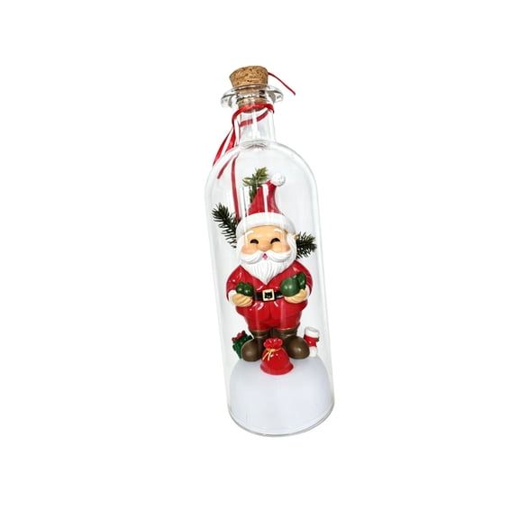 Recordable Christmas Tree Ornament in a Bottle, Holiday Keepsake with Voice Recording and Playback, Mini Santa Scene Decoration for Gifts and Memory Preservation