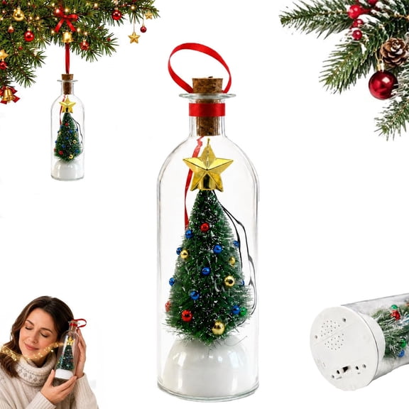 Recordable Christmas Tree in a Bottle, Voice Recording Message Keepsake