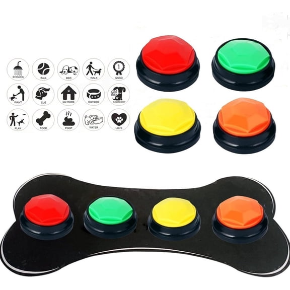 Recordable Dog Buttons, 4-Pack Training Tool for Cats and Dogs