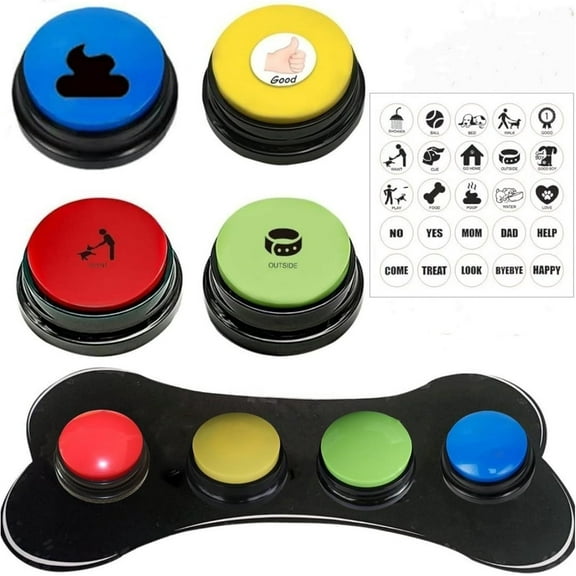 Recordable Dog Buttons, 4-Pack Training Tool for Cats and Dogs