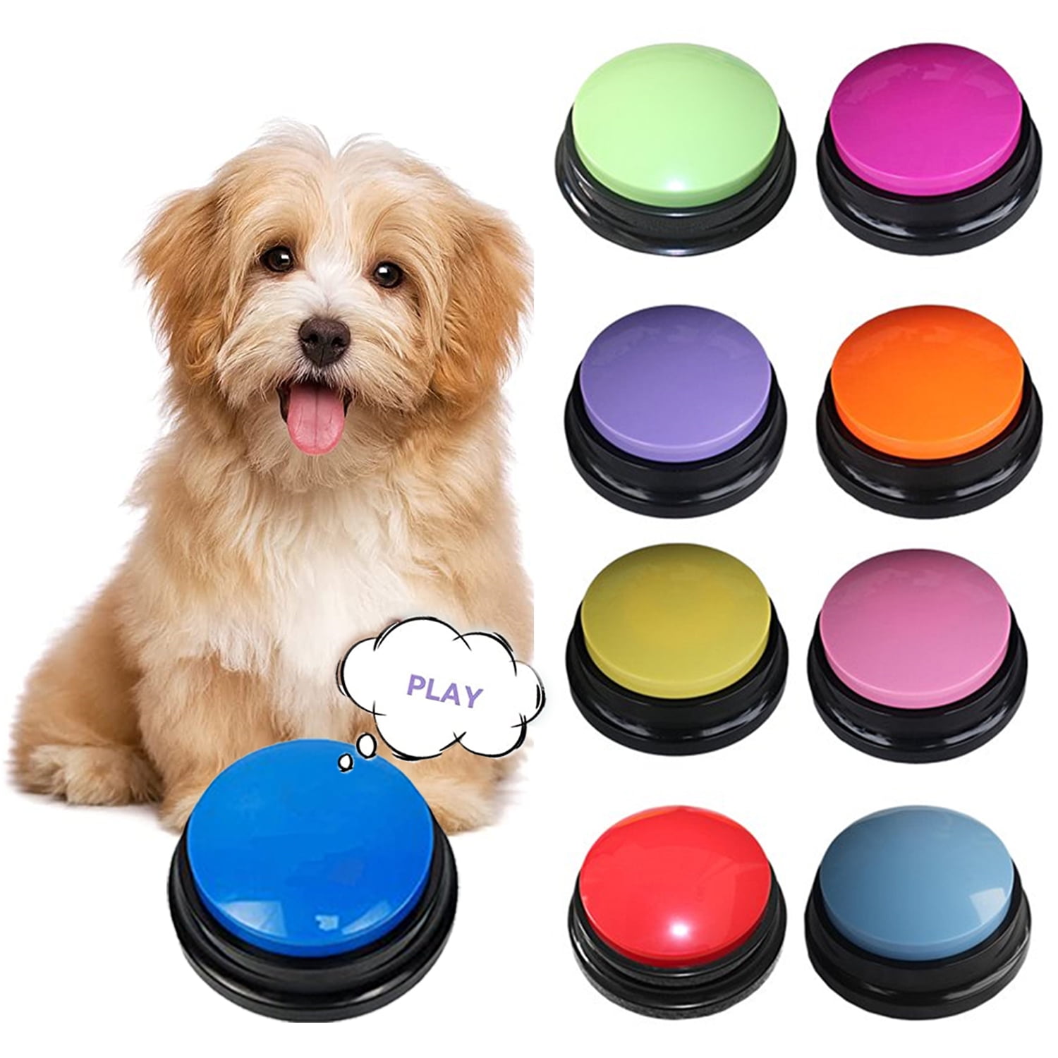 Recordable Talking Button with Led Function, Buzzer, Dog Pet Training  Clickers, Dog Games, Orange+Blue+Green+Pink 