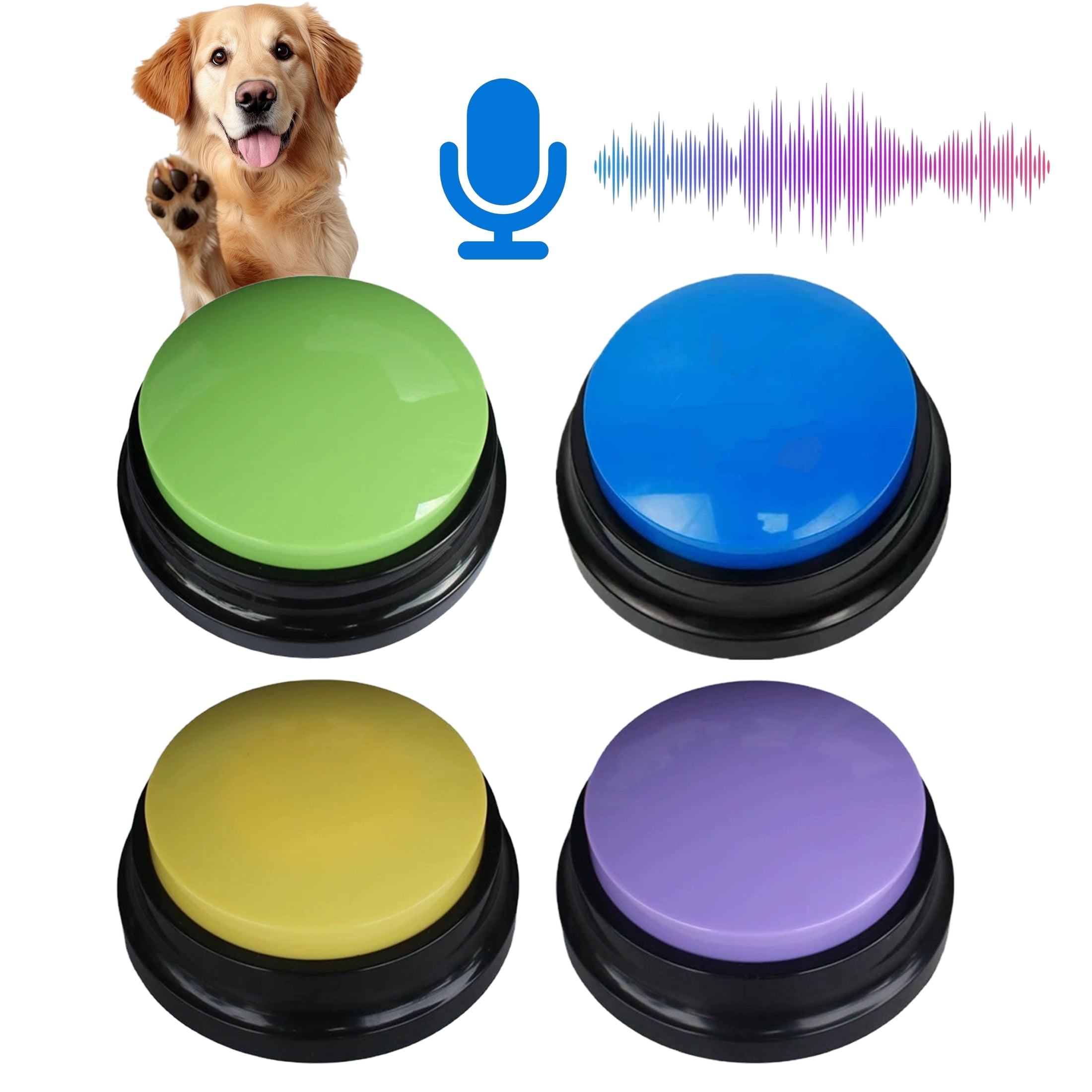 Recordable Dog Training Buttons, Talking Pet Communication Starter Kit, Squeeze Activated Voice Recorder for Dogs and Cats, Interactive Pet Toy
