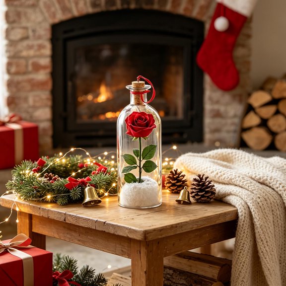 Recordable Rose Message in a Bottle, Voice Recording Holiday Keepsake with Playback, Sentimental Romantic Gift with Preserved Rose and Audio Recorder