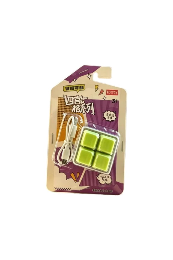 Recordable Sound Button Keychain, Rechargeable Four-Button Stress Relief Toy with Portable Clip for Bags and Keys