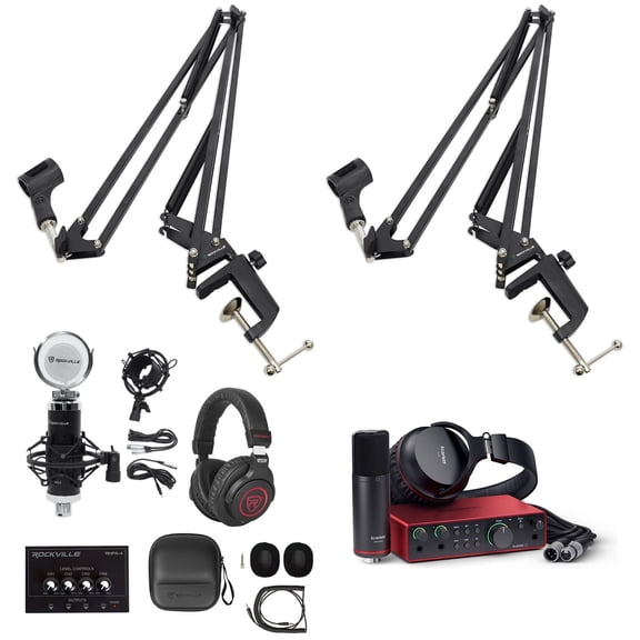 Recording Bundle w/ Scarlett 2i2 Studio 4th Gen Interface+Mics+Headphones+Booms