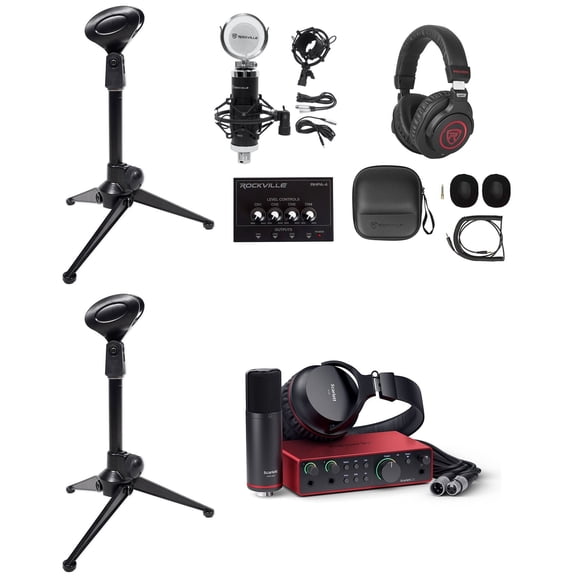 Recording Bundle w/ Scarlett 2i2 Studio 4th Gen Interface+Mics+Headphones+Stands