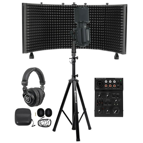 Recording Kit w/Mixer+Warm Audio Studio Mic+Isolation Shield+Headphones+Stand