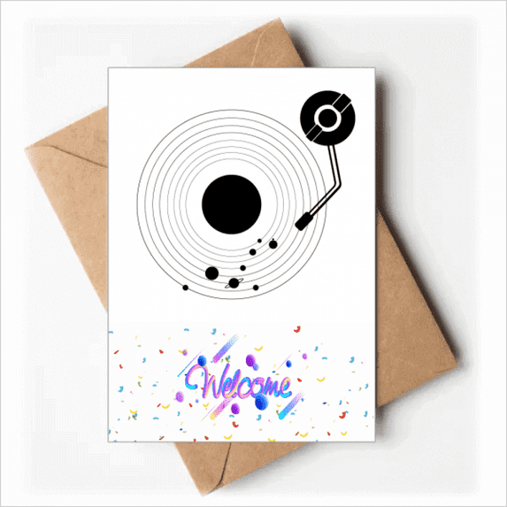 Recording Music Phonograph Pointer Welcome Back Greeting Cards Envelopes Blank