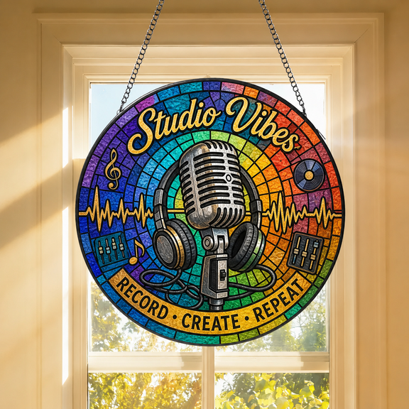 Recording Studio Suncatcher, Studio Vibes Music Window Hanging Gift