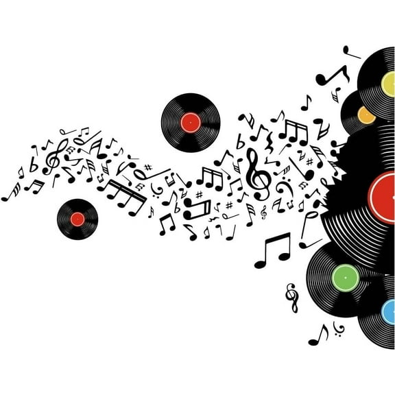 Records Notes Wall Stickers Musical Notation with Disc Wall Decals Musical Mark Vinyl Wall Sticker DJ Wall Art Music Wall Art Enjoy Music Wall Decor for Music Room DIY