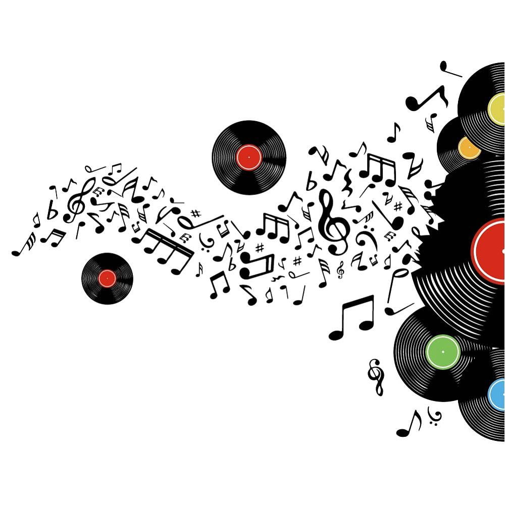 Records Notes Wall Stickers Musical Notation with Disc Wall Decals ...