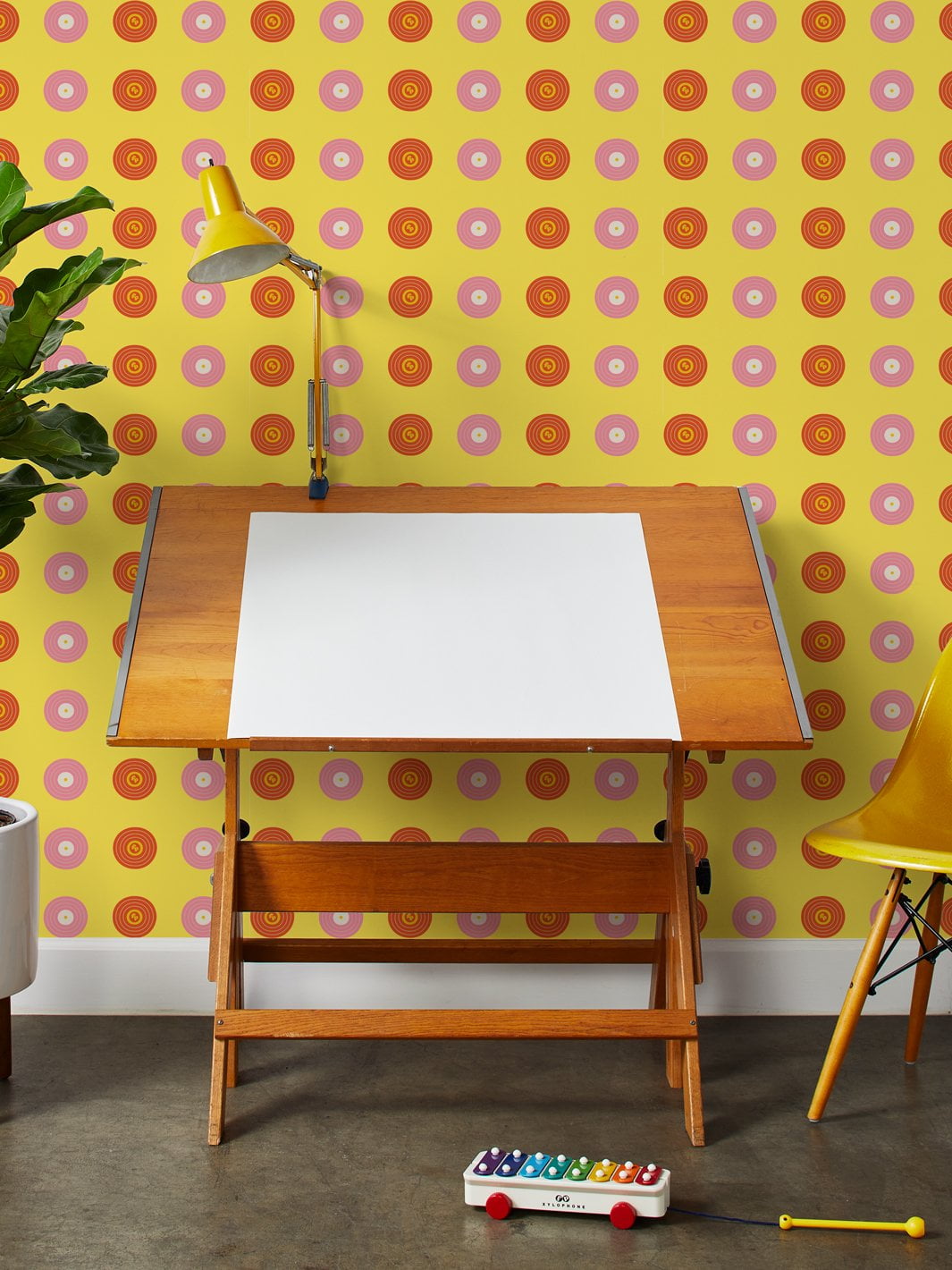Records Removable Vinyl Wallpaper By Fisher-Price - Yellow