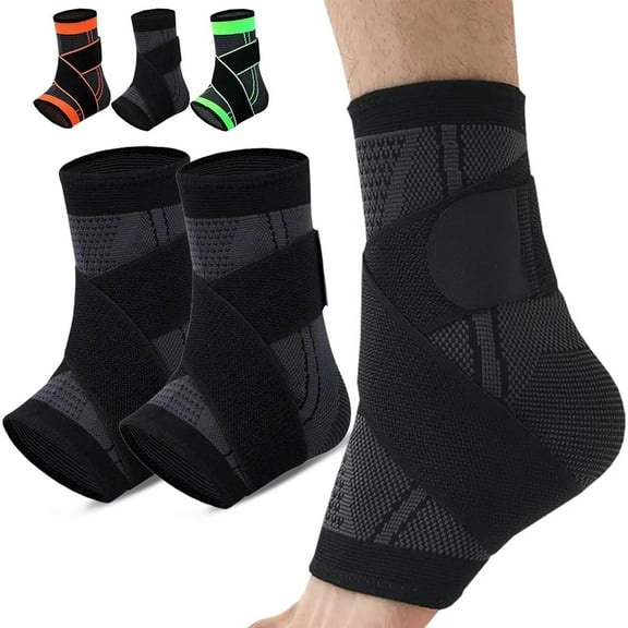 Recover X Ankle Sleeve - AsoIeo Ankle Brace Foot & Heel Wrap for Kids Youth, Suitable for Outdoor Activities (Black - TWO PACK, Medium (AGE 11-13))