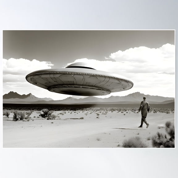 Recovered Ufo Flight Test, Nevada Desert Poster Wall Art, Modern Wall Decor For Living Room Bedroom, 8x12 UNFRAMED