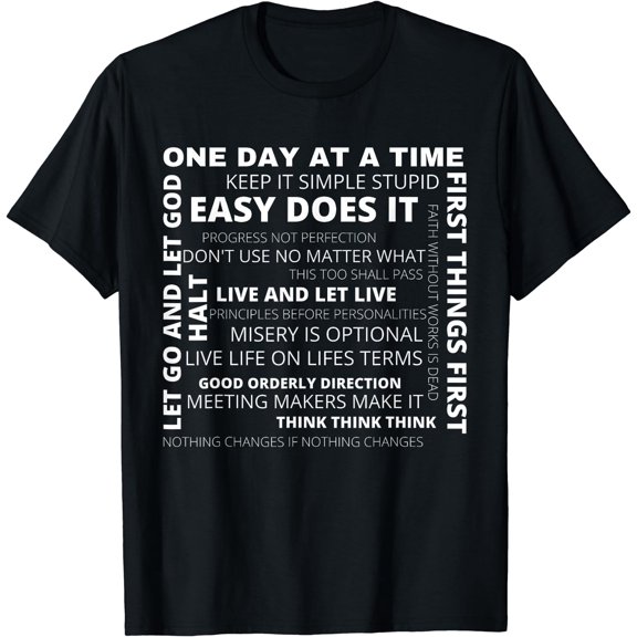 Recovery AA Sayings and Slogans One Day At A Time Design NA T-Shirt