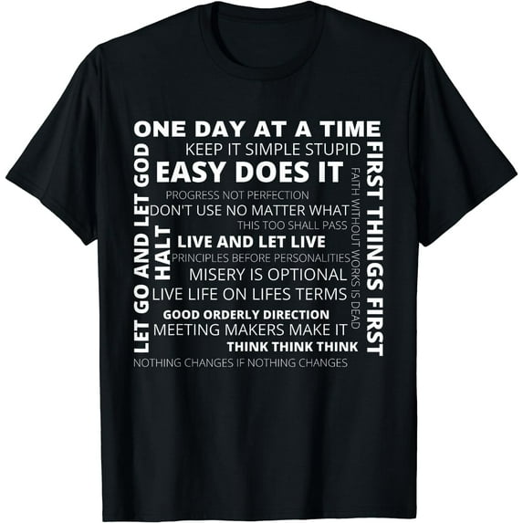 Recovery AA Sayings and Slogans One Day At A Time Design NA T-Shirt