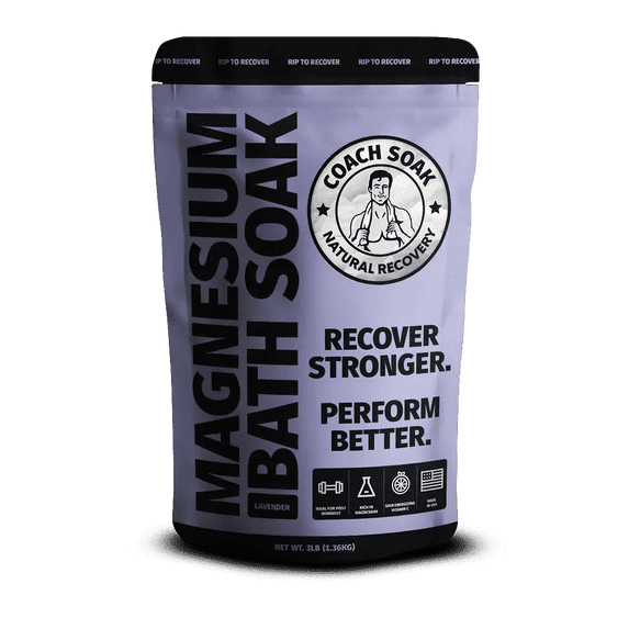 Coach Soak Magnesium Bath Flakes 1lb Lavender Post Workout Recovery Soak Dead Sea Mineral Blend