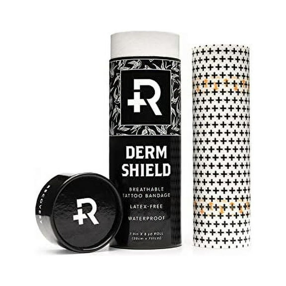 Recovery Derm Shield Tattoo Aftercare Bandage Roll - Transparent, Waterproof Adhesive Bandages - 7.9 Inches x 8 Yards