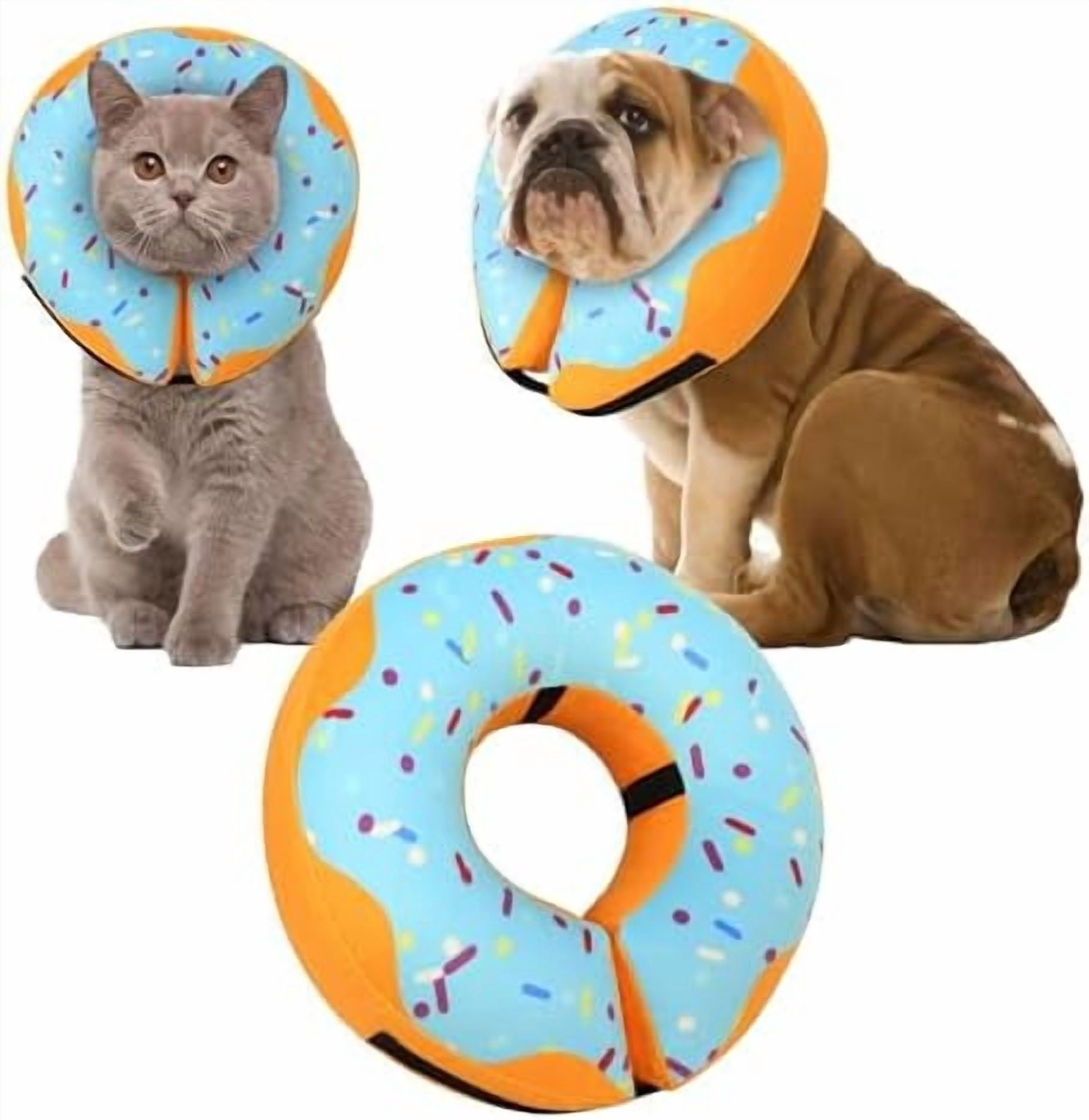 Recovery Donut Collar for Dogs & Cat,Inflatable Dog Cone Collar Alternative After Surgery,Soft Cone for Large Medium Small Dog,Adjustable Pet Neck Donut(Blue,Small)